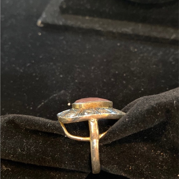 ROSE QUARTZ AND DIAMOND RING - Picture 4 of 6